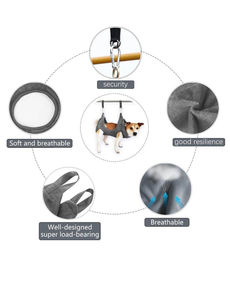 Dog Grooming Harness, Multifunctional Cats and Dogs Grooming Hammock, Pet Beauty Assistant, Nail Scissors/Nail Trimmer/Round Head Scissors (Medium grey) Medium - PawsPlanet Australia