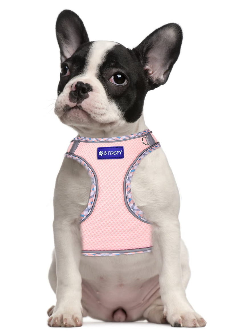 Step in Mesh Dog Harness and Leash Set - Breathable Air Mesh Reflective Escape Proof Vest - No Choke, Lightweight XXS(neck:8.5"-9.5",chest:10"-11.5") Pink - PawsPlanet Australia