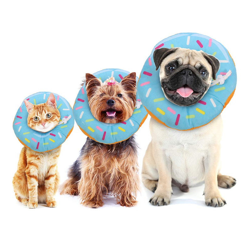 FRIUSATE Cat Cone Collar Soft, Cat Recovery Collar Cute Cat Donut Adjustable Elizabethan Cone Cat Cones to Stop Licking Comfortable Lightweight Neck Cone for Cats Kittens After Surgery Medium Blue - PawsPlanet Australia