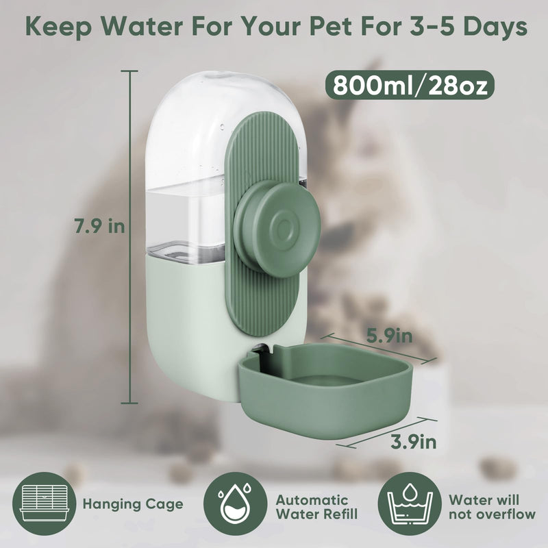 28oz Rabbit Water Bottle,Hanging Automatic Water Dispenser for Cage,Ferret Bunny Guinea Pig Water Bowl,Suitable for Small Animal(Cage Grid Spacing Over 1.2'')(Green) Green - PawsPlanet Australia