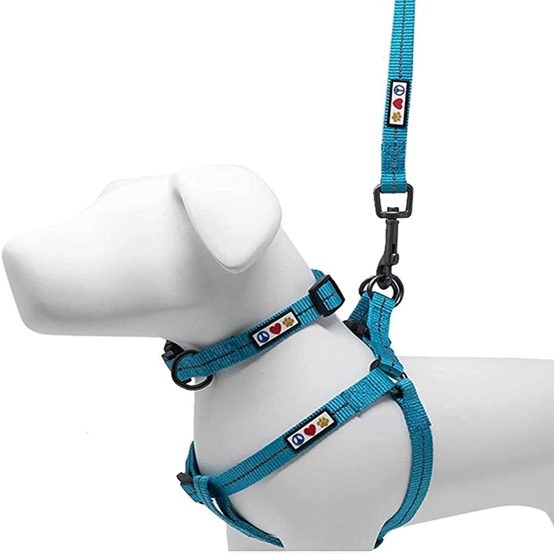 Pawtitas Value Bundle Set | Small Reflective Recycled Dog Harness + Small Reflective Recycled Dog Collar + Extra Small/Small Reflective Recycled Dog Leash – Teal Set - PawsPlanet Australia