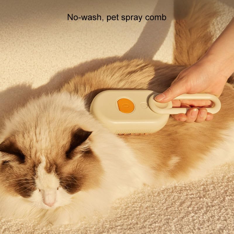 3-in-1 Cat Grooming Brush – Water Spray & Self-Cleaning Shedding Brush for Cats & Dogs – Pet Hair Removal & Massage Comb for Long & Short Hair (beige). (Beige) Beige - PawsPlanet Australia