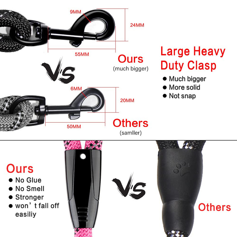 Plutus Pet Long Rope Dog Leash with Comfortable Padded Handle, Reflective Nylon Heavy Duty Rope, 15FT 20FT 30FT for Small Medium Large Dogs (15FT, Pink) 2/5"x15' - PawsPlanet Australia