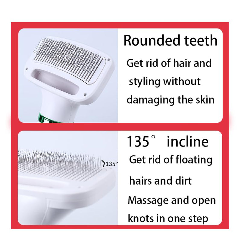 Pet Hair Dryer, 2-in-1 Convenient Dog Blower, 300W Pet Grooming Hair Dryer with Spike Rake Brush, Adjustable Temperature for Small/Medium Cats and Dogs - PawsPlanet Australia