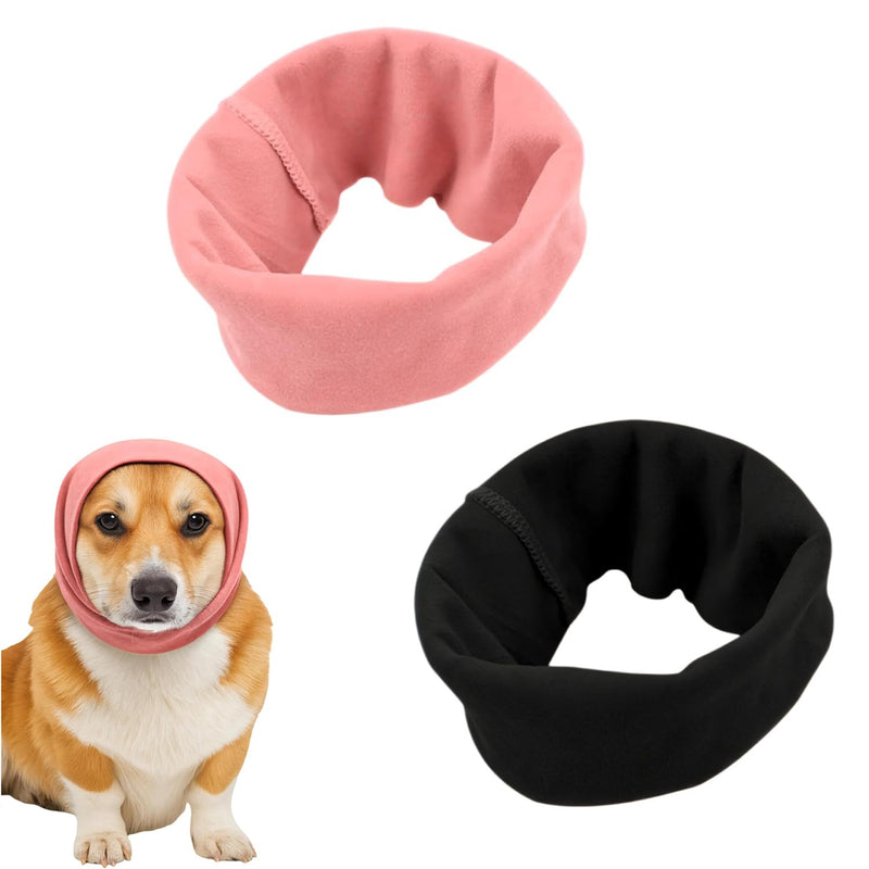 2 Pcs Dog Ear Defenders,Dogs Ear Muffs Noise Protection for Anxiety Relief,Pet Ears Protector,Ears Protectors for Bath Drying,for Cold Weather Protection (Pink and Black)