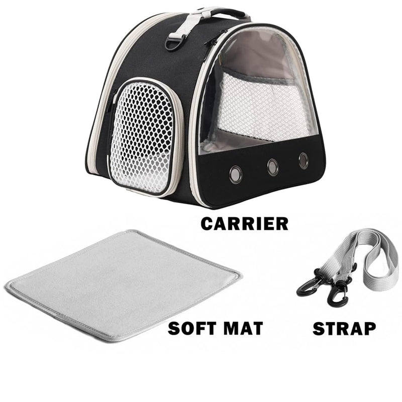 2-Pack Guinea Pig Carrier and Playpen Set - Breathable Pet Playpen Pop Open Outdoor/Indoor Exercise Fence, Portable Small Animal Backpack for Bearded Dragon, Rabbits, Hamster, Chinchillas Black TPU Carrier+Playpen