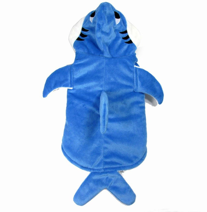 Funny Dog Cat Shark Costumes, Pet Halloween Christmas Cosplay Dress, Adorable Blue Shark Pet Costume,Animal Fleece Hoodie Warm Outfits Clothes (L Size) 12.5 in Neck Girth, 16.1 in Chest