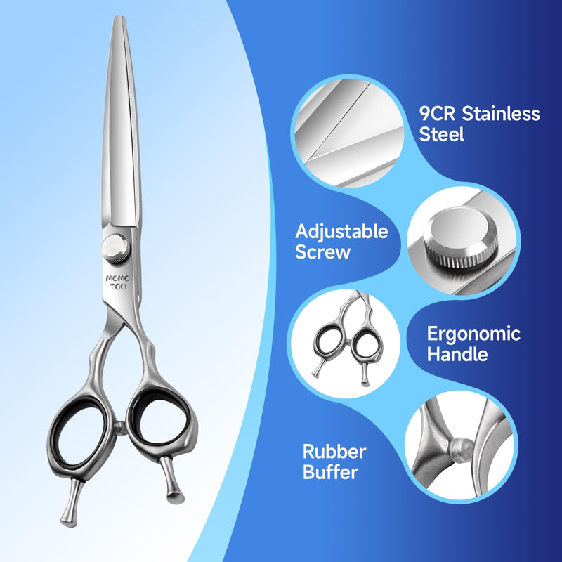 Dog Grooming Scissors Set 3 in 1 with Straight, Curved, Thinning Scissors and Comb Stainless Steel Dog Shears for Grooming Pets and Cats,Sharp and Durable - PawsPlanet Australia