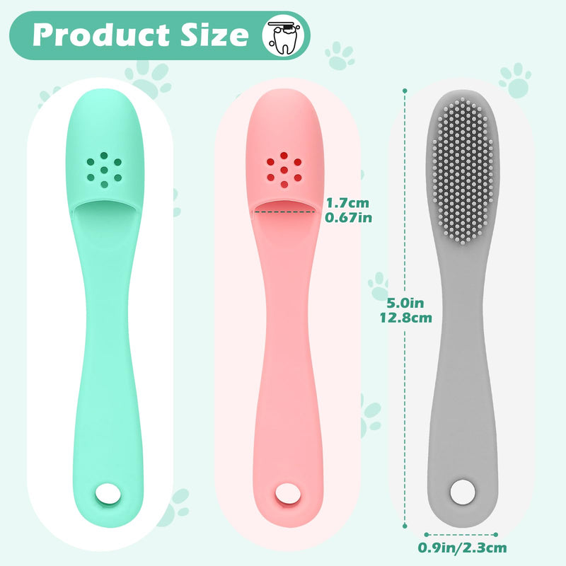 3pcs Dog Finger Toothbrush, Cat Chin Brush with Food-Grade Silicone, Dog Tooth Brushing Kit, Silicone Cleaning Brush for Pet Dental Care - PawsPlanet Australia