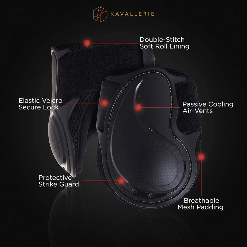 Kavallerie PRO-K Soft No Turn Bell Boots Ultimate Hoof Protection, with Anti-Spin Fastening System, Durable & Prevents Overreaching Small Fetlock Boots (Classic) Black