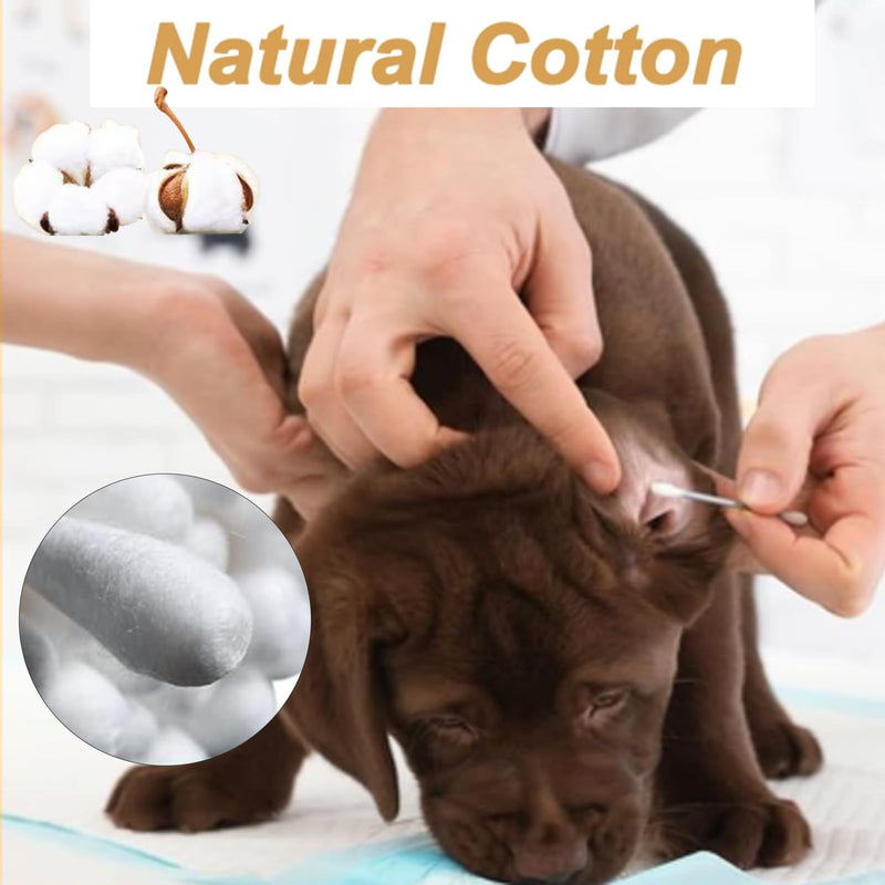 GWAWG Dog Ears Cover with 50 Pcs Pet Cleaner Cotton Buds Comfort Dog Ear Muffs Noise Protection Adjustable Pet Ears Wrap Quiet Waterproof Snood Covers for Bath Grooming Thunder Fireworks (S) S
