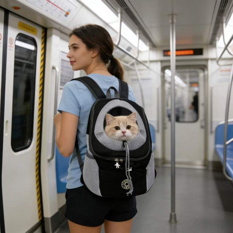 Dog Carrier Backpack Pet Travel Bag Puppy Pet Front Pack with Breathable Head-Out Design and Waterproof Bottom Airline Approved for Outdoor Hiking Travel (Black, M) Black
