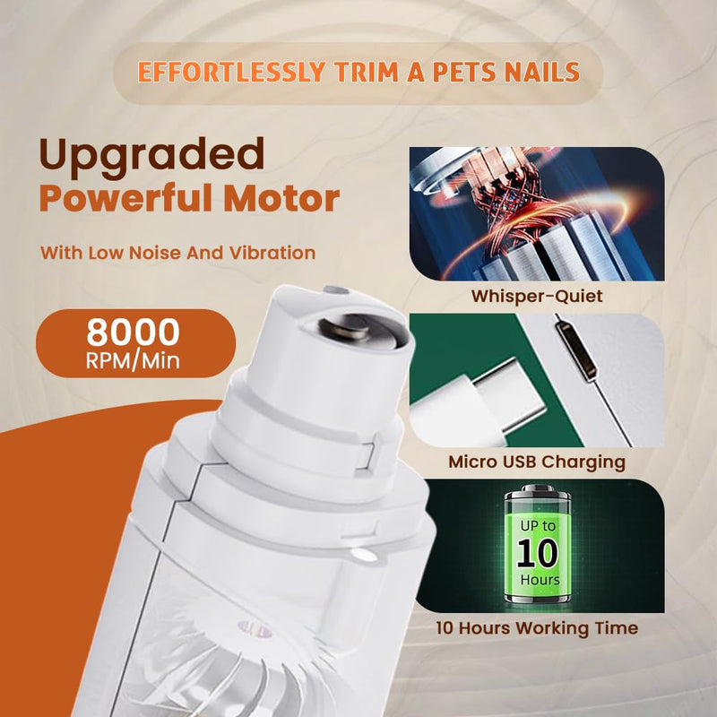 2-in-1 Dog Nail Clipper & Grinder for Dogs & Cats – LED Light, Low Noise, USB Rechargeable – Safe Nail Trimmer for Large, Medium & Small Breeds – Pet Grooming Kit Tool with Dust Cap & Safety Guard - PawsPlanet Australia