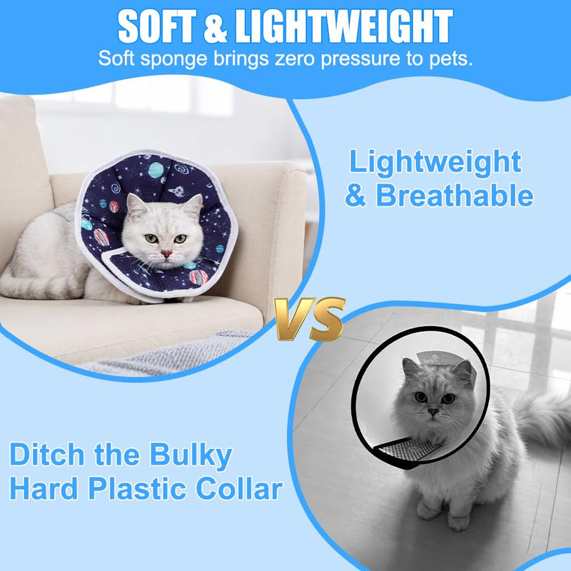 Cat Cone Collar Soft, Adjustable Cat Recovery Collar to Stop Licking Protective Cats Neck Cone After Surgery, Anti-Bite Lick Wound Healing Safety Cone for Small Animal Cats Kittens Puppies, S Blue