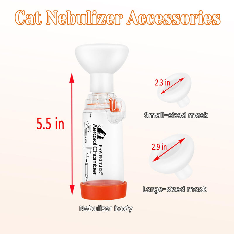 Upgraded Cat Inhaler Spacer with 2 Silicone Masks - Portable Nebulizer for Cats and Dogs - Effective Feline Breathing Treatment (Orange) - PawsPlanet Australia