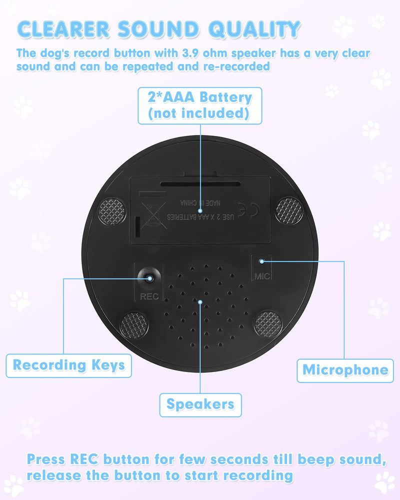 Dog Buttons for Communication, 4 Dog Talking Button Set, Speaking Buttons for Cats and Dogs, 30s Voice Recordable Pet Training Buzzer with Waterproof Dog Activity Mat and 24 Scene Stickers 4Pack - PawsPlanet Australia