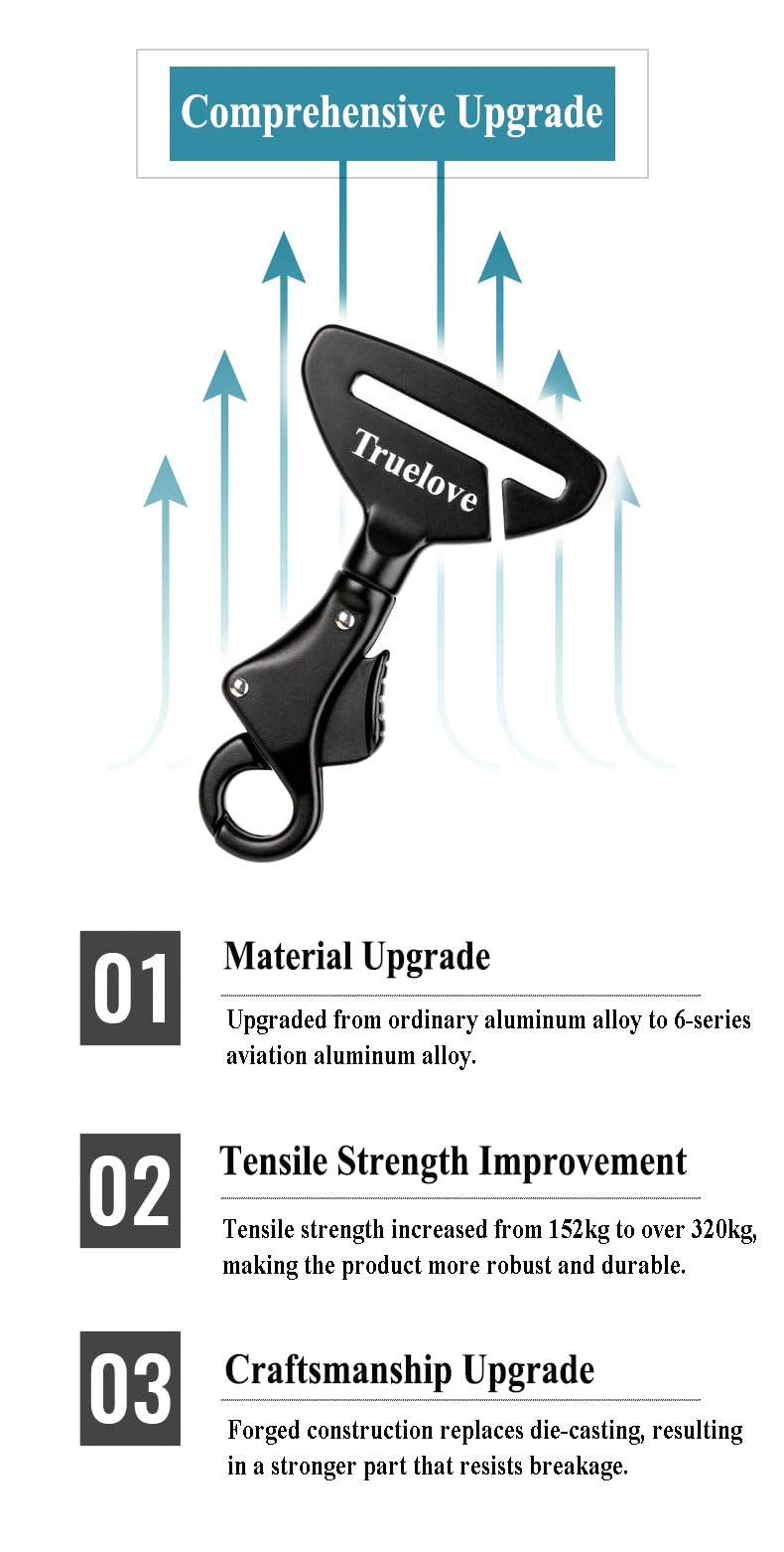 Truelove Car Seat Belt Safety Buckle Lock, Fit Pet Harness Dog or Cat Car Travel Portable Lightweight (Black, Unisize) Black - PawsPlanet Australia