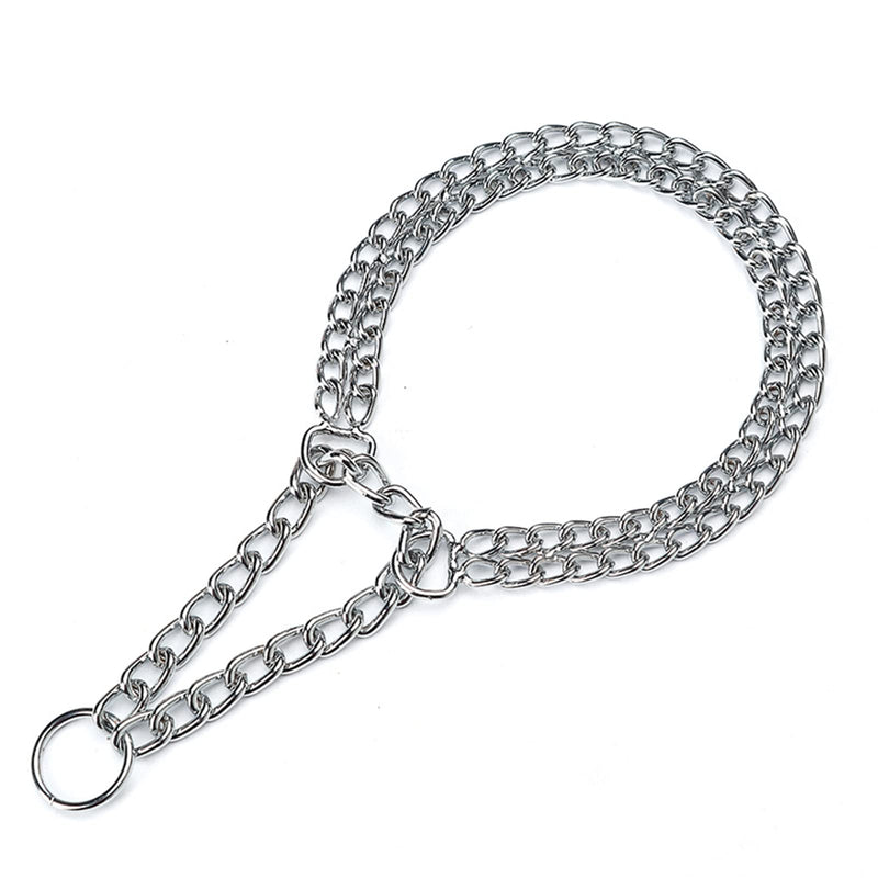 Heavy Duty Dog Collar - Martingale Collar with Double Row Chain for Medium Large Dogs (XL-24') XL-24” (suitable for neck 19-22")