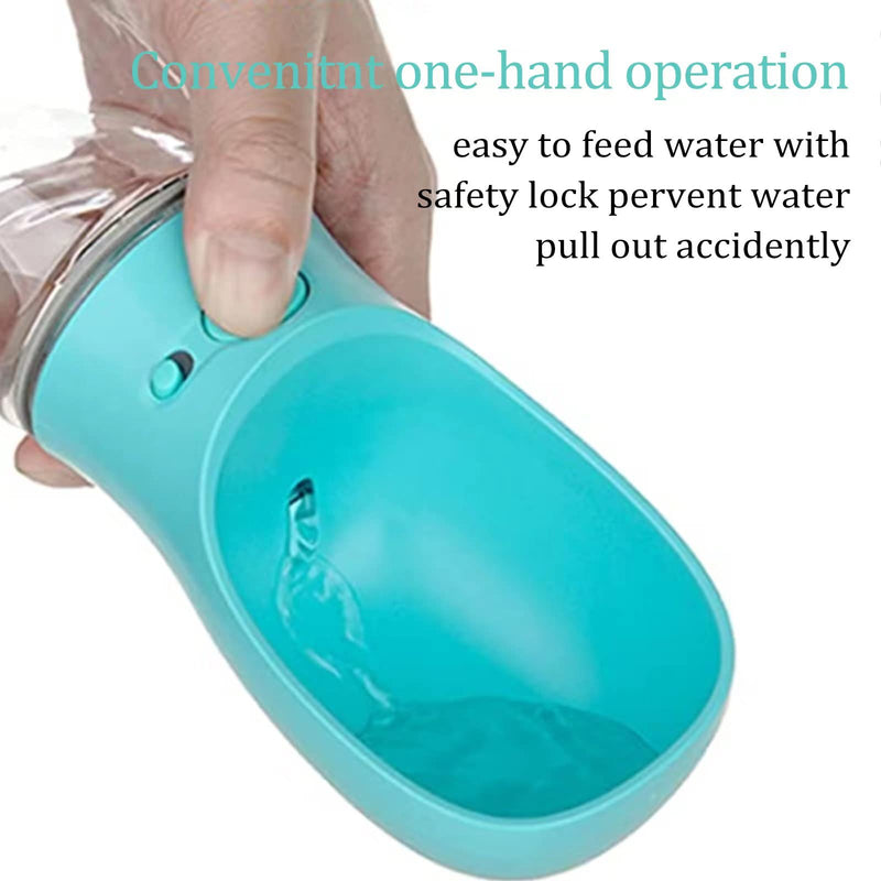 Regekul Dog Water Bottle, Leak Proof Portable Puppy Water Dispenser with Drinking Feeder for Pets Outdoor Walking, Hiking, Travel (12OZ, Blue) 12OZ - PawsPlanet Australia