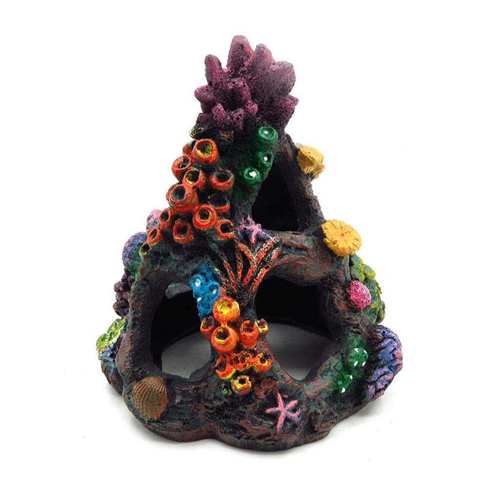 Coral Aquarium Reef Decoration - Resin Fish Tank Mountain Cave Ornaments Betta Fish Sleep Rest House Hide Play Breed…