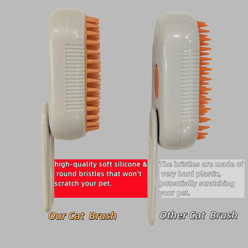 4 in 1 Cat Steam Brush for Shedding Dog Brush with Steam Pet Hair Cleaning Brush Comb for Spray Pet Grooming Soft Silicone Brush for Long & Short Haired Pets (White) White - PawsPlanet Australia