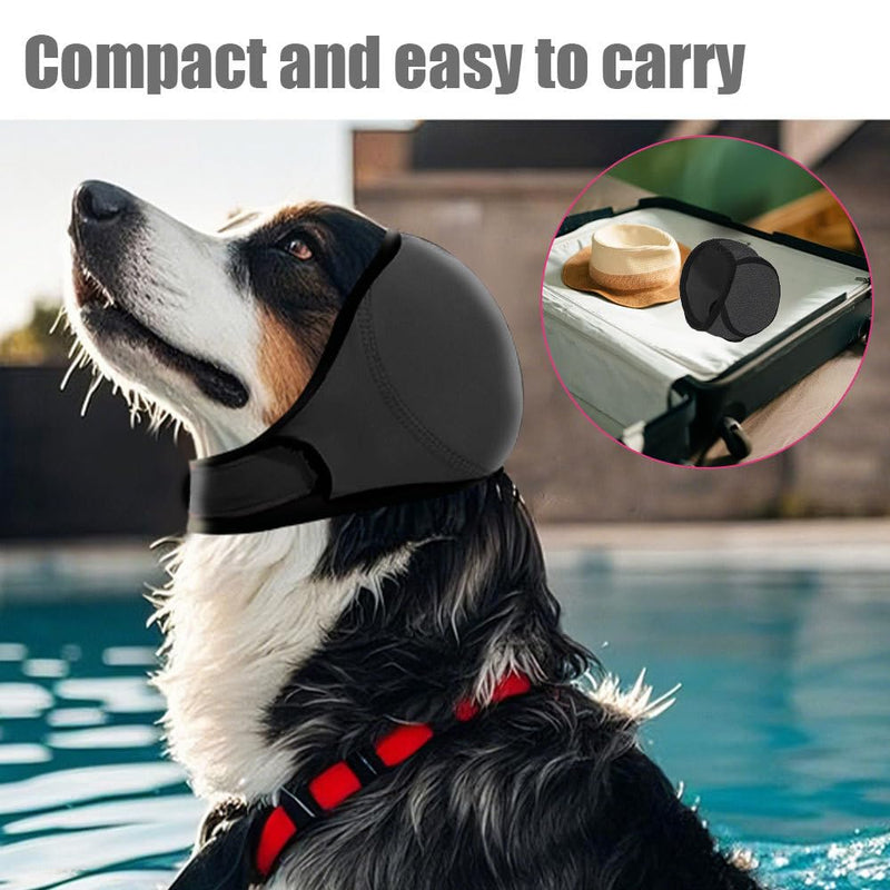Dog Swim Ear Covers, Waterproof Adjustable Pet Shower Wrap Noise Protection for Small Medium Large Dogs Puppies Cats Grooming,Bathing,Swimming grey L