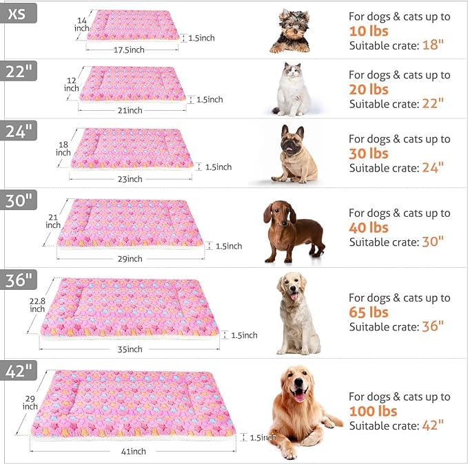 Mora Pets Dog Bed Crate Pad Ultra Soft Pet Bed with Cute Star Print Washable Crate Mat for Large Medium Small Dogs Reversible Fleece Dog Crate Kennel Mat Cat Bed Liner 29 x 21 inch Pink 30-Inch - PawsPlanet Australia