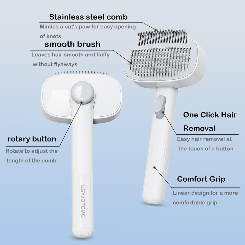 2-in-1 Pet Deshedding Brush Cat Dematting Comb for Indoor Cats and Dogs Comb for Shedding Long & Short Hair Gentle Massage Grooming Tool Easy to Remove Loose Undercoat,Matted Fur & Tangles White 1 Cat Brush - PawsPlanet Australia