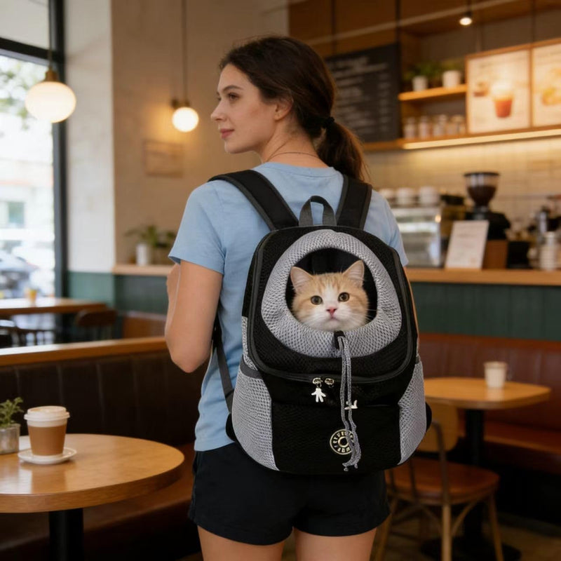 Dog Carrier Backpack Pet Travel Bag Puppy Pet Front Pack with Breathable Head-Out Design and Waterproof Bottom Airline Approved for Outdoor Hiking Travel (Black, M) Black