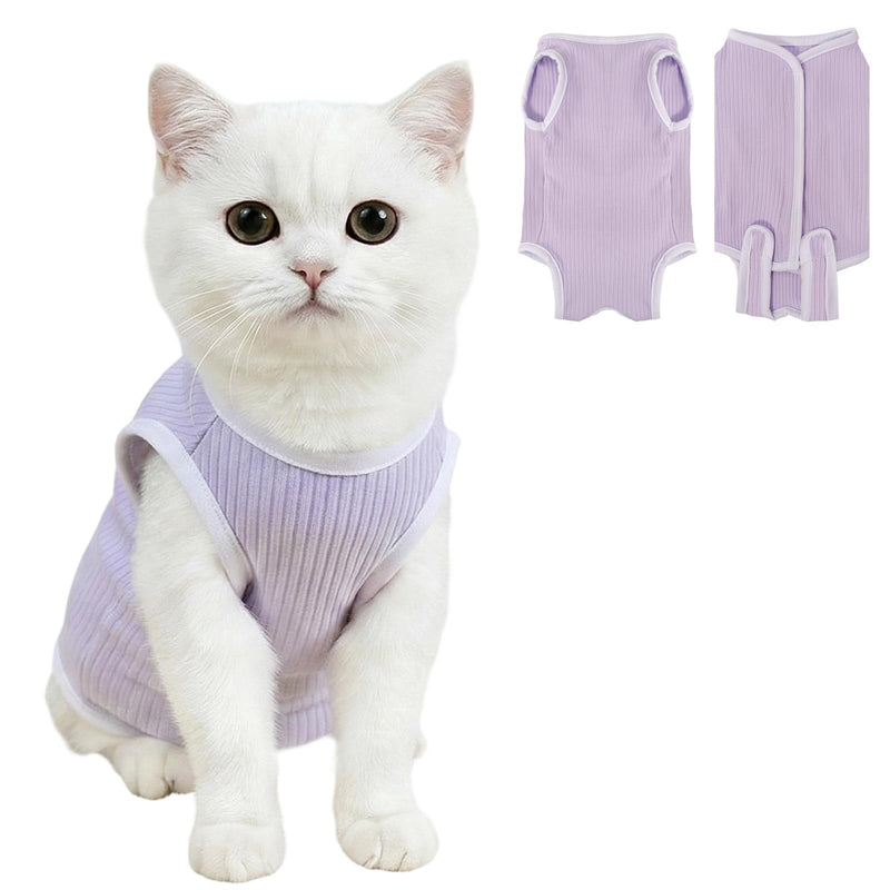Coppthinktu Cat Recovery Suit Cat Onesie, Breathable Anti-Licking Cat Surgery Recovery Suit Female, Kitten Spay Recovery Suit for Cats After Surgery, Cats Surgical Body Suits for Abdominal Wounds Purple Small