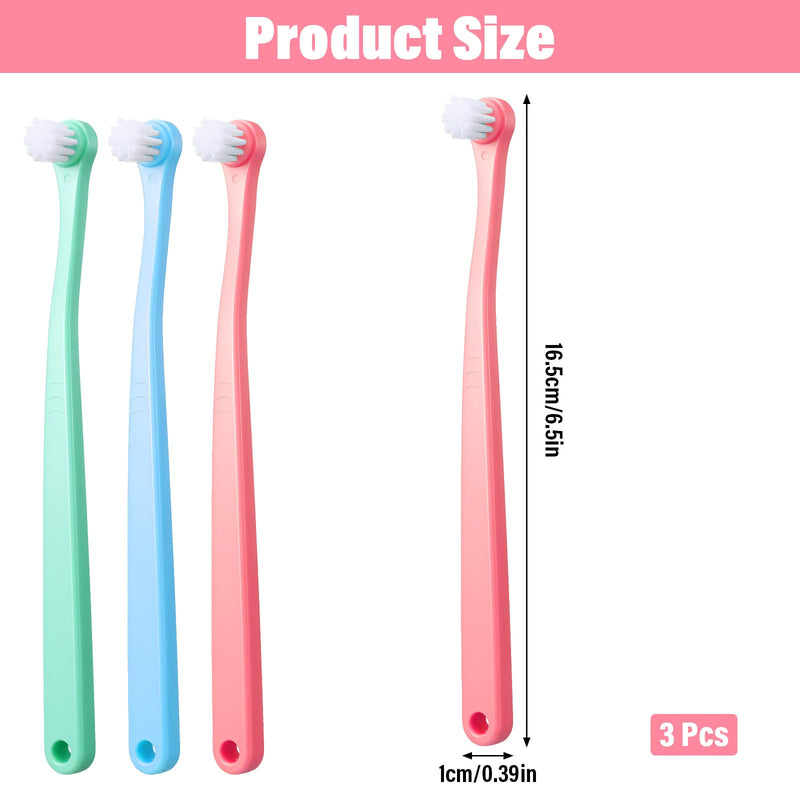 3 Pack Toothbrush for Small Dogs, Mini Pet Toothbrush for Teeth Clean, Soft Cat Tooth Brush for Puppy, Kitten, Other Small Pets(Pink, Blue, Green)