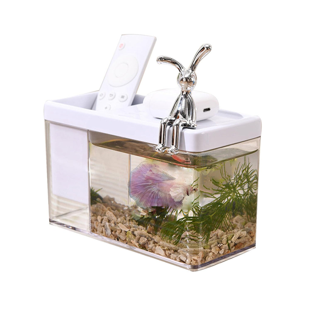 Small Fish Betta Tank Set Desktop Storage Organizer,0.4 Gallon Mini Fish Tank Aquarium Transparent Tank Kit Fish Bowl for Seaweed Balls Mini Turtle Jellyfish (Transparent, 0.4 Gallon)