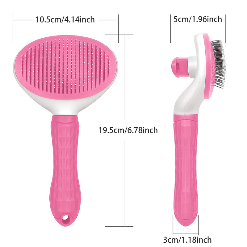 Dog & Cat Brush, Soft Self Cleaning Slicker Brush, Skin-Friendly Upgraded Dog Brush for Shedding, Massaging, and Grooming – Perfect for Long & Short Coats (Pink) Pink - PawsPlanet Australia