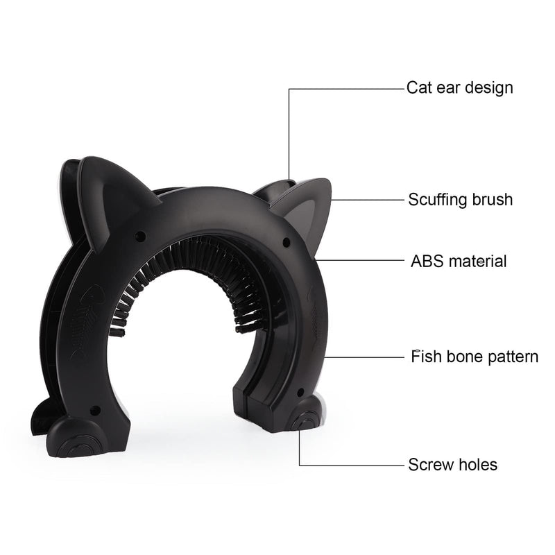 Black Interior Cat Door, Cat Door for Interior Door with Grooming Brush, 8.9x10.4 inches, Cats Black