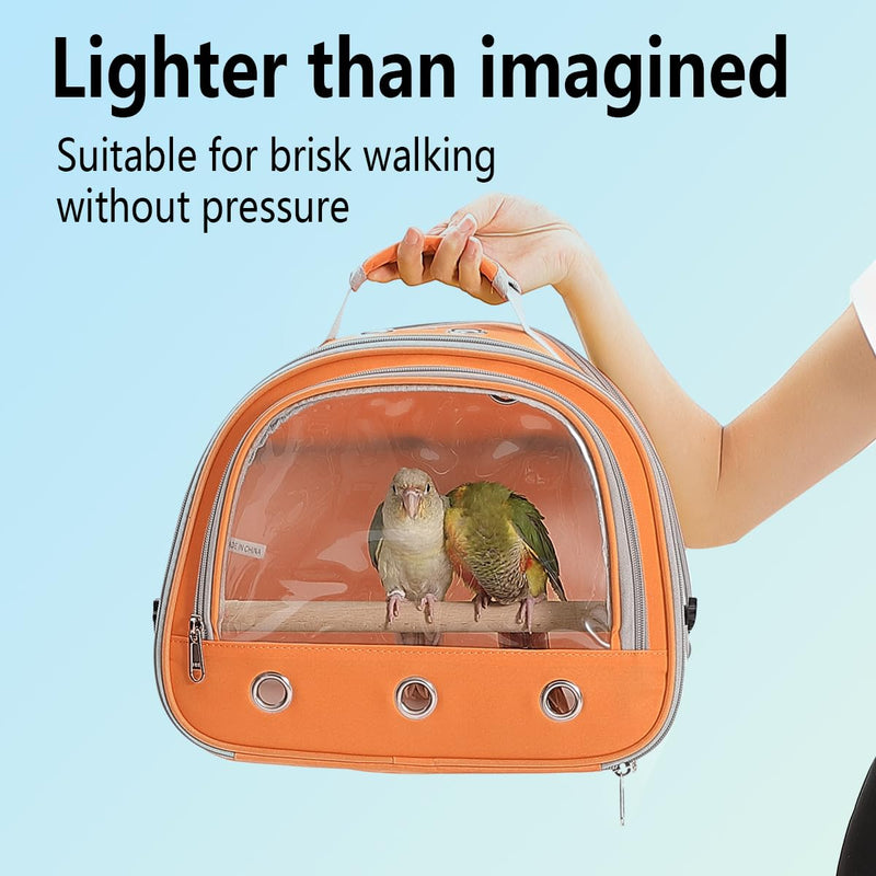 Bird Carrier,Bird Cage Parakeet Parrot Budgie Carrier Backpack for Small Birds, Travel Bird Cages with Perch, Transparent Ventilation Cockatiels, Lightweight Pet Carrier for Outdoor Use(Orange) Orange - PawsPlanet Australia