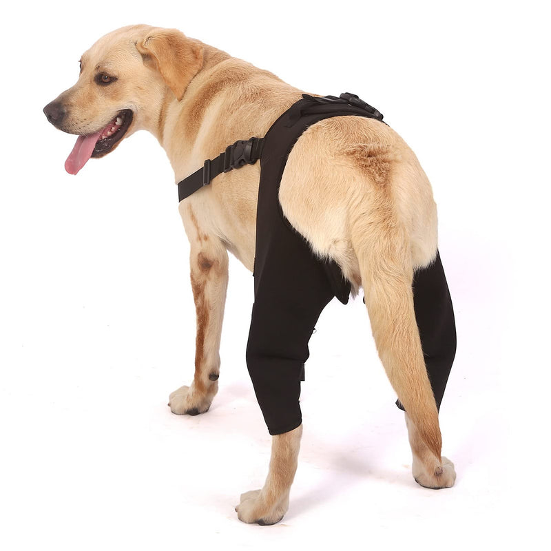 SMALLLEE_LUCKY_STORE Dog Knee Brace for Back Leg Torn ACL Neoprene Canine Stifle Support Hip Hock Joint Compression Wrap Sprains Injury Protection Loss of Stability from Arthritis Relieve Pain L