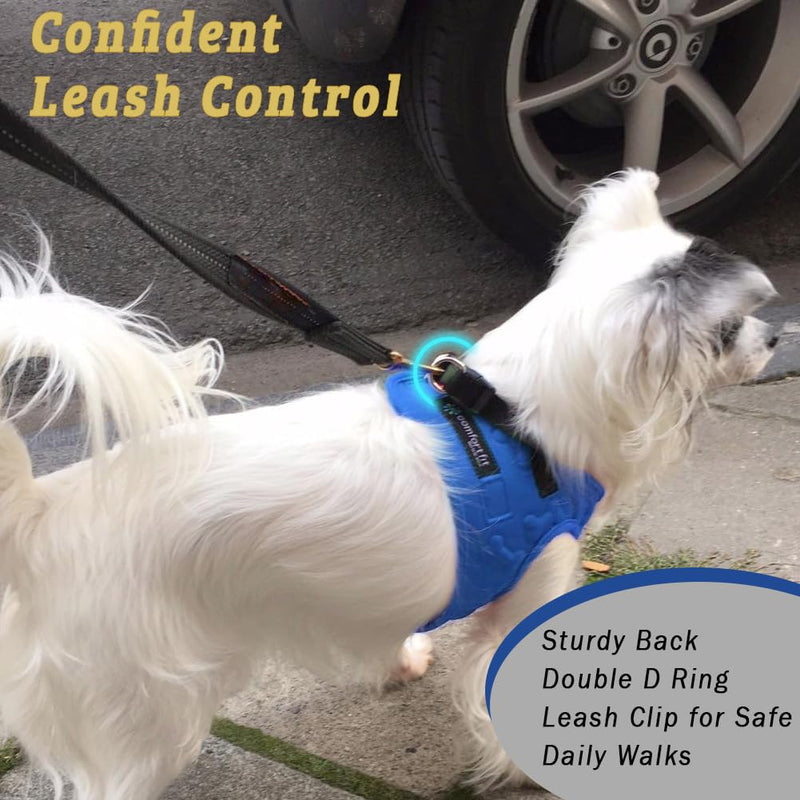 Comfort Fit Step in Dog Vest Harness Easy to Put on Take Off Adjustable Soft Padded Puppy Harness Vest for Small and Medium Dogs (Small, Blue) S (Chest 13"-17")