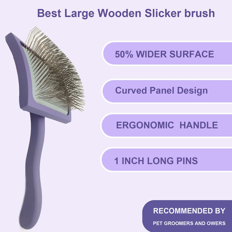 Large Wooden Slicker Brush for Dogs & Mid Plastic Slicker Brush for Goldendoodles & Pet Comb Value Kit,Slicker Brush for Poodles Doodle with Ergonomic Handle Best Extra Long Pin Dog Grooming Brush - PawsPlanet Australia