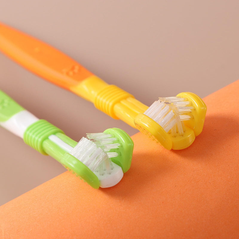 Pack of 4 Dog Toothbrush, Pet Toothbrush, Toothbrushes for Dogs, Dental Care for Cat, Triple Head Dog Toothbrushes, Oral Hygiene for Pets, Deep Cleaning Set for the Oral Cavity