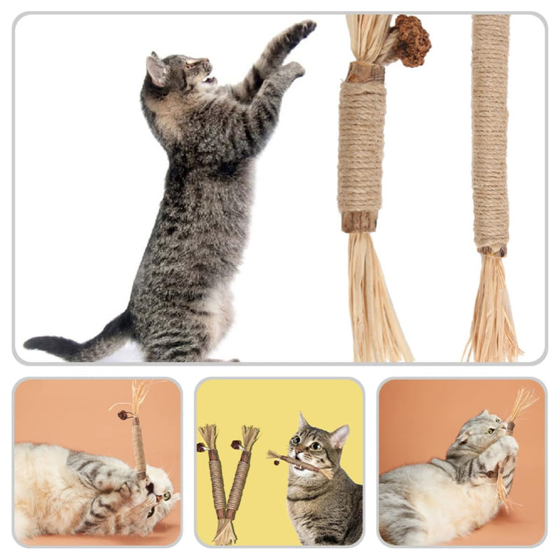 Gadpiparty Cat Dental Care Sticks, Set of 4, Wooden Chew Sticks with Catnip, Wear-Resistant, for House Cats and Kittens as an Activity Toy