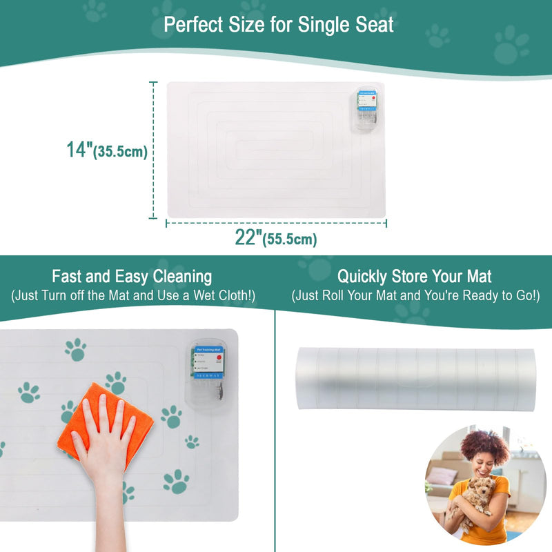 SEERWAY 2-Pieces Pet Shock Mat for Dogs & Cats - Keep Pets Off Couch, Bed, Kitchen Counter with 3 Training Modes, Waterproof & Adjustable Deterrent Mat 22"x 14"