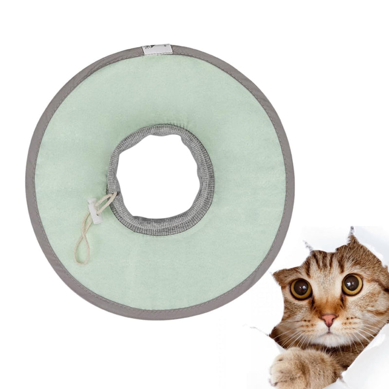 TEHAUX Lightweight Breathable Nylon Cat Neck Collar Soft Protective Collar for Recovery After Surgery or Injury in Green