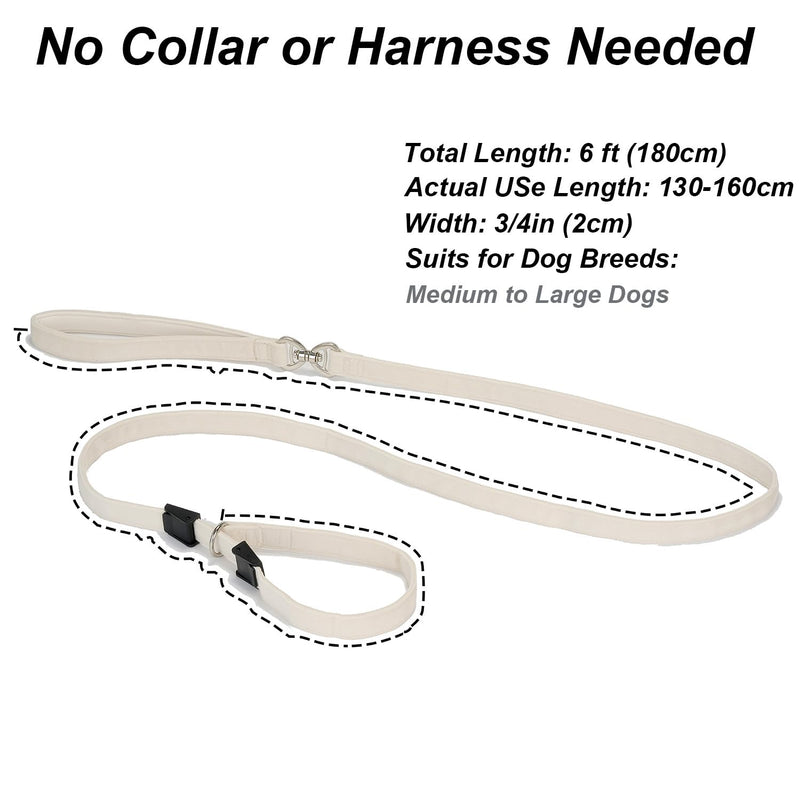 Slip Lead Dog Leash,Soft Corduroy 6 FT Dog Training Leash for Medium Large Dogs,No Pull Slip Leash and Collar with Padded Handle,White Slip Lead - White - PawsPlanet Australia