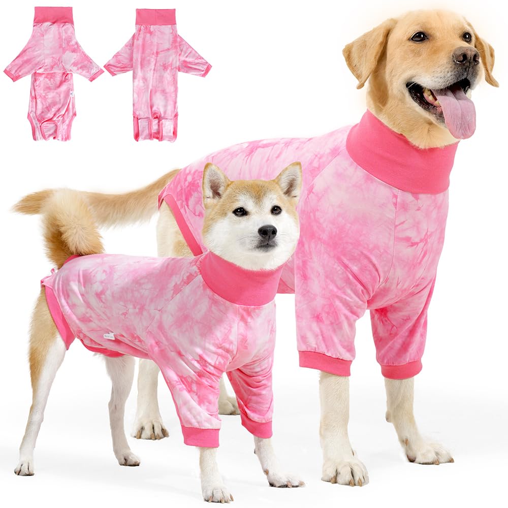 Lukovee Recovery Suit for Dogs - Soft Onesie Dog Surgery Suit for Female Male Dogs, Breathable Dog Surgical Recovery Suit Prevent Licking Spay Recovery Suit Dog E-Collar & Cone Alternative(L,Pink) Large Pink