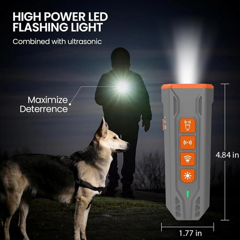 KC Ultrasonic Dog Bark Deterrent Device – Remote Anti-Bark Trainer with Long Range, Rechargeable Battery, Multiple Modes – Safe Humane Control for Small/Large Dogs,Grey/Orange