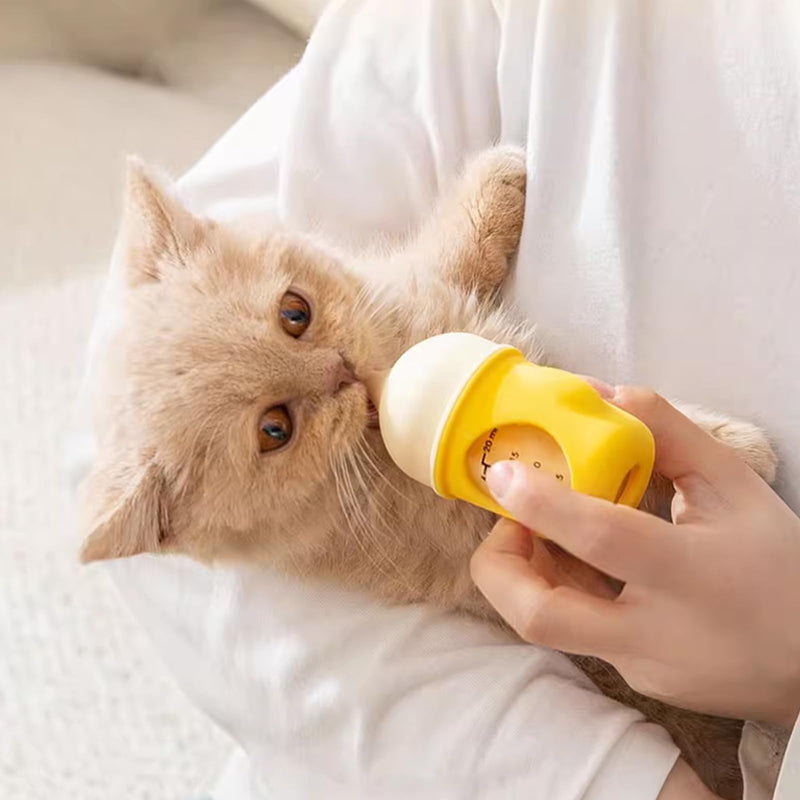Pet Feeder Bottle Animal Feeding Bottles Kitten Bottles for Nursing Anti-Choking Design for Newborn Kittens Puppies Small Animals with 2 Pcs Replacement Nipple (Yellow, 20 ml) Yellow - PawsPlanet Australia