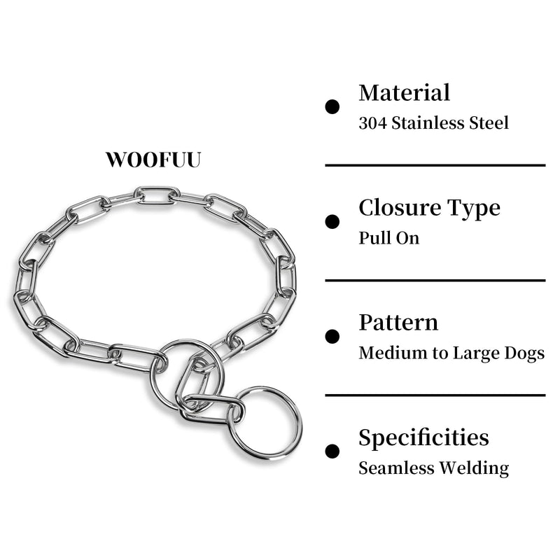 Fur Saver Silver Dog Chain Collar,Heavy Duty Chew Proof Stainless Steel Chain Dog Training Collar | No-Pull Slip Chain for Medium Large Dogs for Easy Control | 61cm (24in) 24" - PawsPlanet Australia