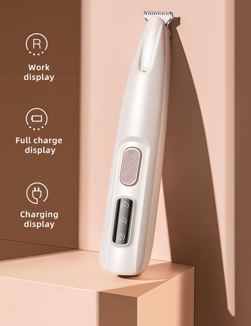 Dog Paw Trimmer, 35 dB Low Noise, 18 mm Widen Blade, LED Display, Rechargeable, Waterproof, Clipper for Dogs and Cats White - PawsPlanet Australia