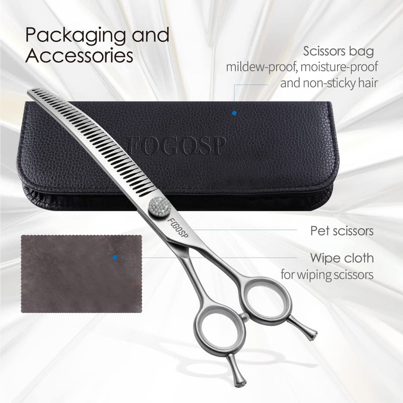 7.5'' Curved Chunkers Shears for Dog Grooming Professional Magic Dog Grooming Scissors with Big Artificial Diamonds 35 Teeth for Large Dog(7.5 in, Curved Chunkers) 7.5 inch - PawsPlanet Australia