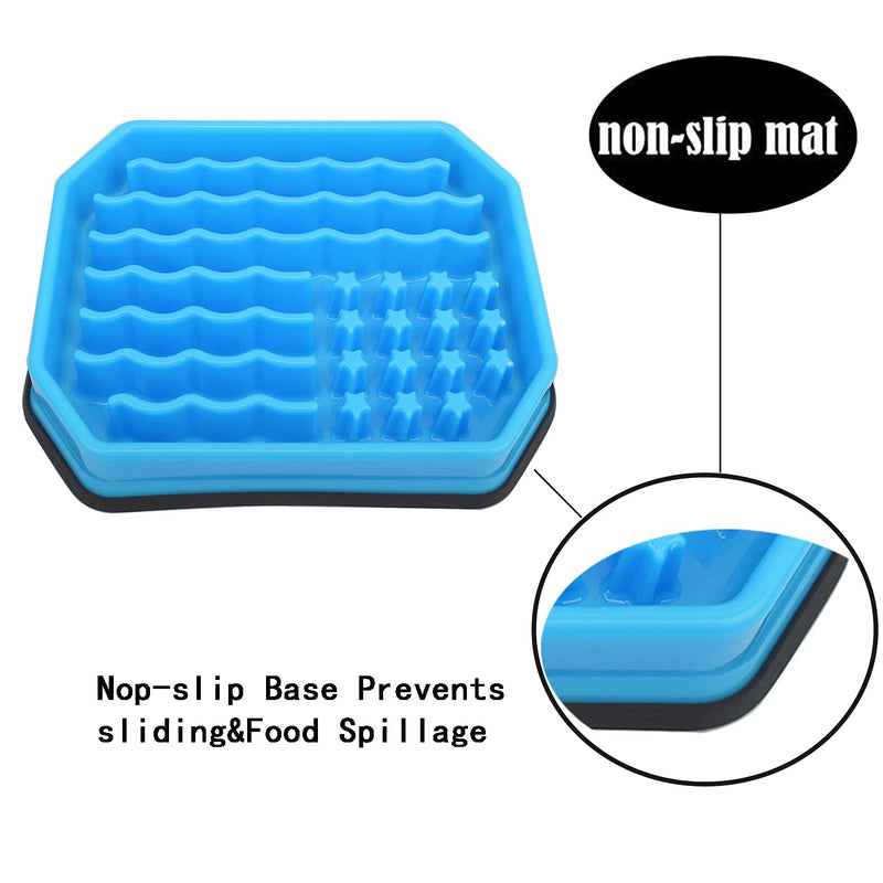 Dog Bowls Slow Feeder, Dog/Cat Puzzle Feeder Bloat Stop to Slow Down Eating,Large Medium Small Breed & Puppy Dog Slow Feeder Bowl (Blue Star)
